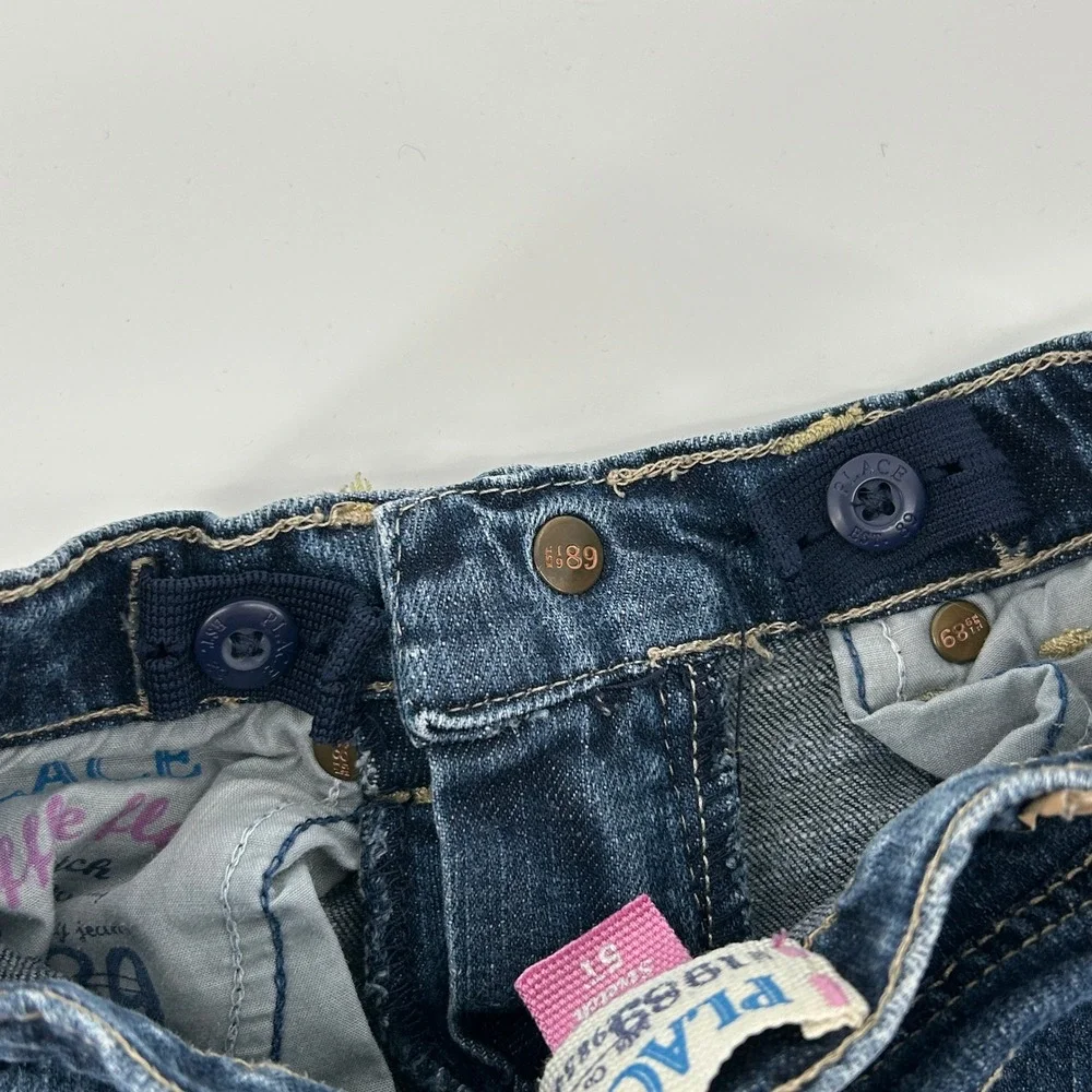 The Children's Place Girls 5T Ruffle Flare Stretch Jeans Blue Denim Dark Wash